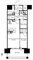 都営大江戸線 両国駅 徒歩3分の賃貸マンション 6階1LDKの間取り