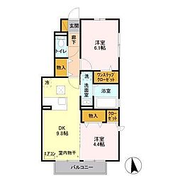 ファセリアB 2DKの間取図画像