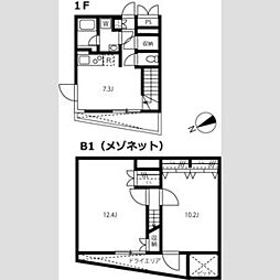 JR山手線 恵比寿駅 徒歩10分の賃貸マンション 地下1階2LDKの間取り