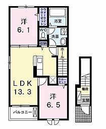 ベルミラＡ 2階2LDKの間取り