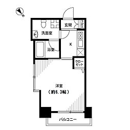 プレール目黒リバーサイド 3階1Kの間取り