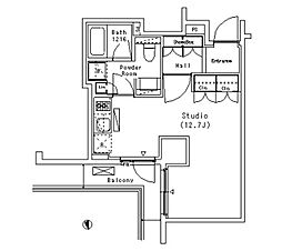 東京メトロ日比谷線 恵比寿駅 徒歩7分の賃貸マンション 3階ワンルームの間取り