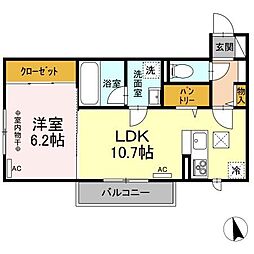 ロージー 1階1LDKの間取り