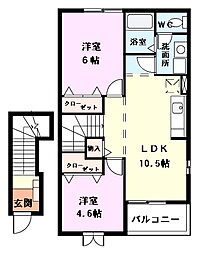 レジデンス弥2 2LDKの間取図画像