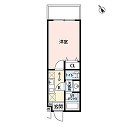 プレール・ドゥーク横浜杉田 1階1Kの間取り