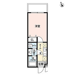 プレール・ドゥーク横浜杉田 3階1Kの間取り