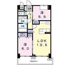 サンリットAS 2LDKの間取図画像