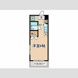 ラーク南台 3階ワンルームの間取り
