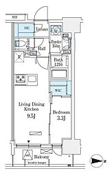 アヴァンカーサ町屋 9階1LDKの間取り