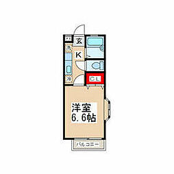 アルテミスガーデン 1階1Kの間取り