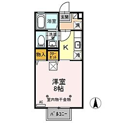 グランブルーム　Ａ 1階1Kの間取り