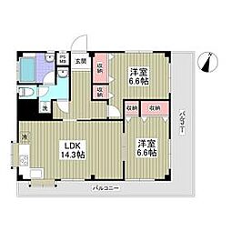 只見ハイツ 2LDKの間取図画像