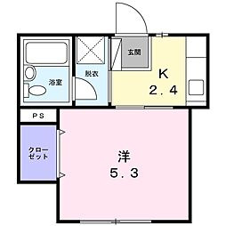 カリーノ 1階1Kの間取り