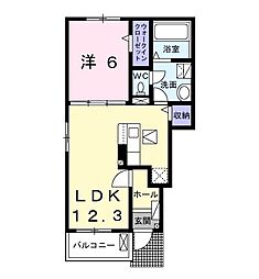 タートルヒルズ5ｔｈ 1階1LDKの間取り