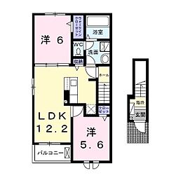 タートルヒルズ6ｔｈ 2階2LDKの間取り