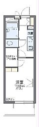 レオパレスグリチネII 2階1Kの間取り