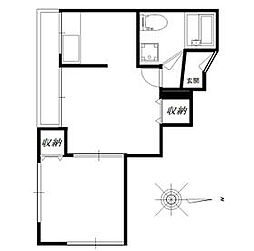 中島コーポ 2階1DKの間取り