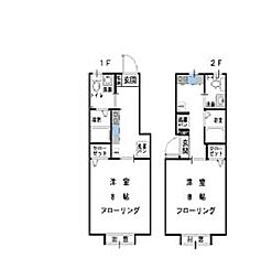 ミューズイン花中 2階1Kの間取り