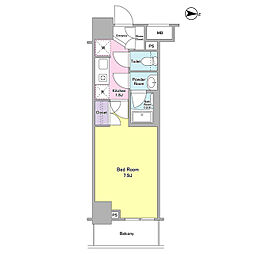 都営大江戸線 両国駅 徒歩10分の賃貸マンション 5階1Kの間取り