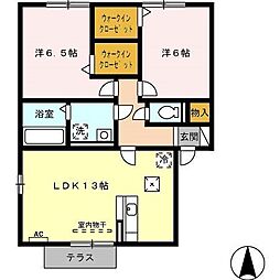 アーデフライアC 2LDKの間取図画像