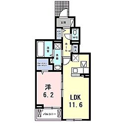 JR東海道・山陽本線 長岡京駅 3.3kmの賃貸アパート 1階1LDKの間取り