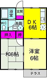 メゾンヴェール 1階2DKの間取り