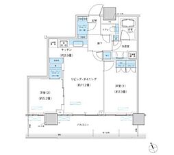 パークシティ柏の葉キャンパスザ・ゲートタワーイースト 2LDKの間取図画像