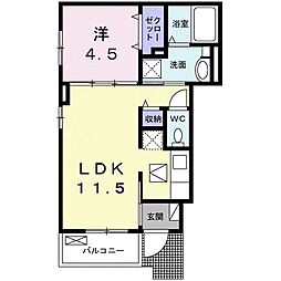 アーバンエステート和泉中央II 1階1LDKの間取り