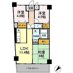 都営浅草線 西馬込駅 徒歩12分の賃貸マンション 1階3LDKの間取り