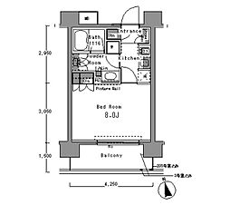 パークアクシス渋谷桜丘ウエスト 2階1Kの間取り