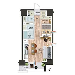 都営三田線 本蓮沼駅 徒歩4分の賃貸マンション 13階1LDKの間取り