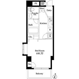ラスパシオ三軒茶屋 3階1Kの間取り