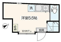 東京メトロ副都心線 北参道駅 徒歩2分の賃貸アパート 1階ワンルームの間取り