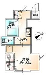 Ｍａｉｓｏｎ　Ｏｍｂｌｅ　Ｖｅｒｔｅ　Ｂ号室 1階1Kの間取り