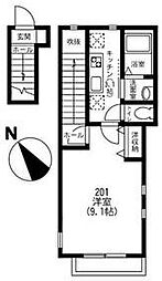 西武池袋線 東長崎駅 徒歩5分の賃貸アパート 2階1Kの間取り