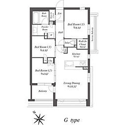 都営浅草線 西馬込駅 徒歩11分の賃貸マンション 2階3LDKの間取り