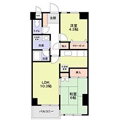 西武池袋線 江古田駅 徒歩3分の賃貸マンション 9階2LDKの間取り