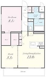 JR山陰本線 丹波口駅 徒歩7分の賃貸マンション 2階1SLDKの間取り