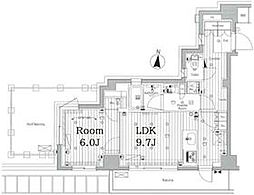 東急池上線 池上駅 徒歩4分の賃貸マンション 6階1LDKの間取り