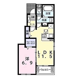 ヒカルサ君津II 1階1LDKの間取り