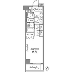 JR山手線 池袋駅 徒歩6分の賃貸マンション 2階1Kの間取り
