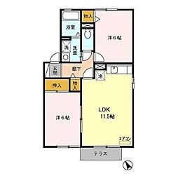 東武伊勢崎線 武里駅 徒歩19分の賃貸アパート 1階2LDKの間取り
