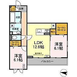 東急東横線 大倉山駅 徒歩20分の賃貸アパート 2階2LDKの間取り