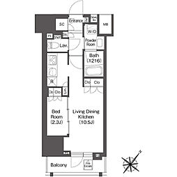 都営大江戸線 新宿駅 徒歩4分の賃貸マンション 10階1LDKの間取り