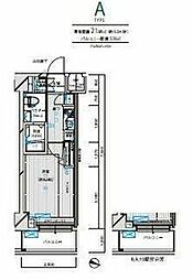 東急池上線 長原駅 徒歩4分の賃貸マンション 4階1Kの間取り