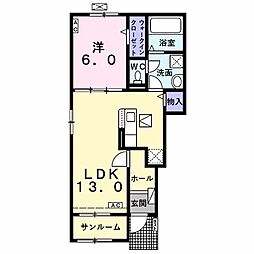トリエステA 1LDKの間取図画像