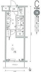 スカイコート多摩川壱番館 3階1Kの間取り