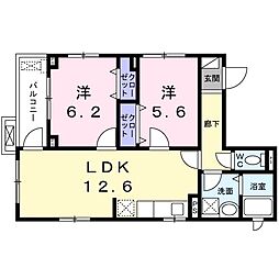 ソレイユ深沢 3階2LDKの間取り