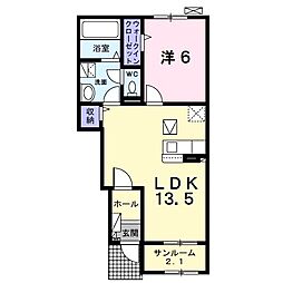 リアン 1階1LDKの間取り