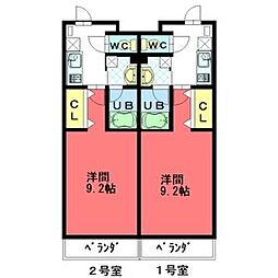 The third　east 1階1Kの間取り